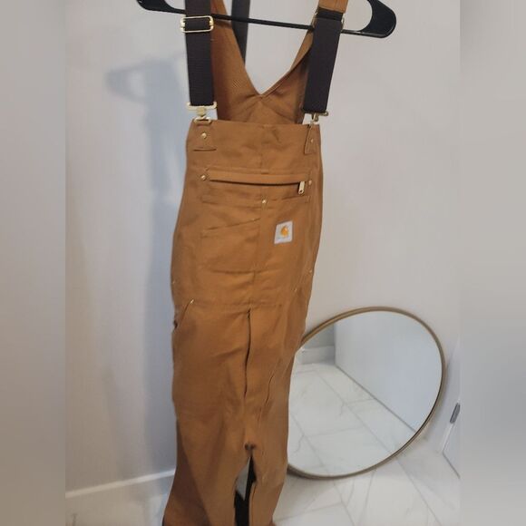 Carhartt RO1-M Duck Bib Men's Overalls Relaxed Fit Unlined (32*34) Brown - Picture 2 of 9